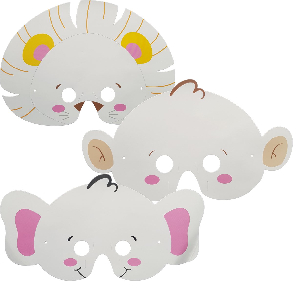 Kleur Maskers Safari  Dieren 6 stuks - Copy